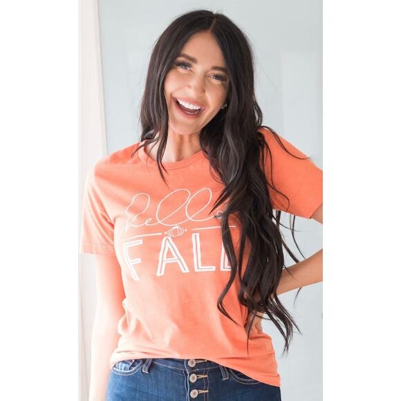 Bella + Canvas “HELLO FALL” Womens Orange Tee - Picture 5 of 5